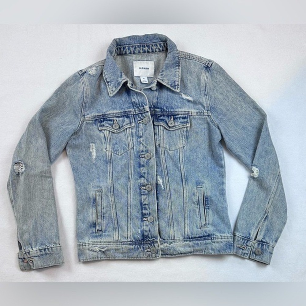 Old Navy‎ Light Wash Distressed Denim Jacket – Women's XS